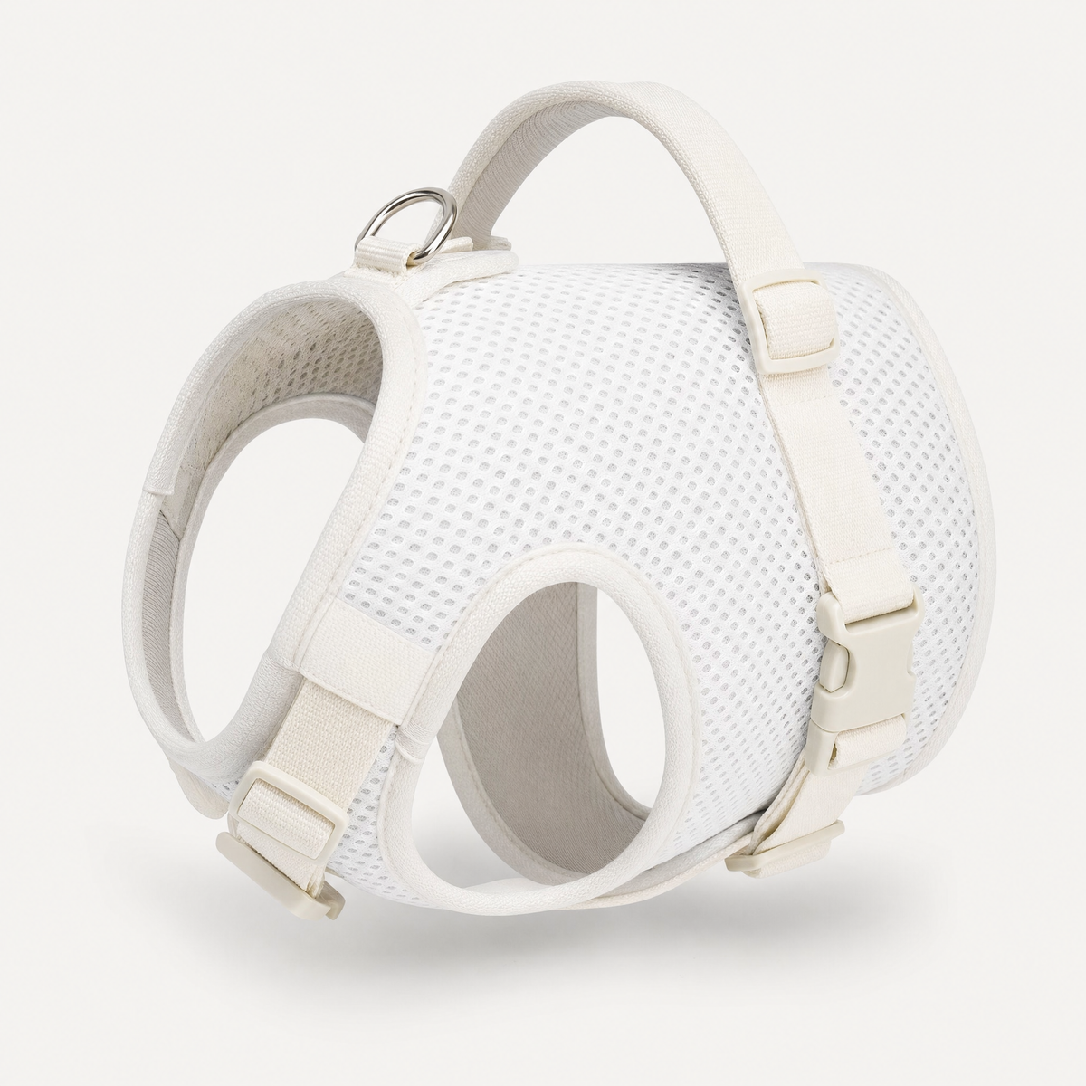 Cooling Mesh Dog Harness with Handle — White