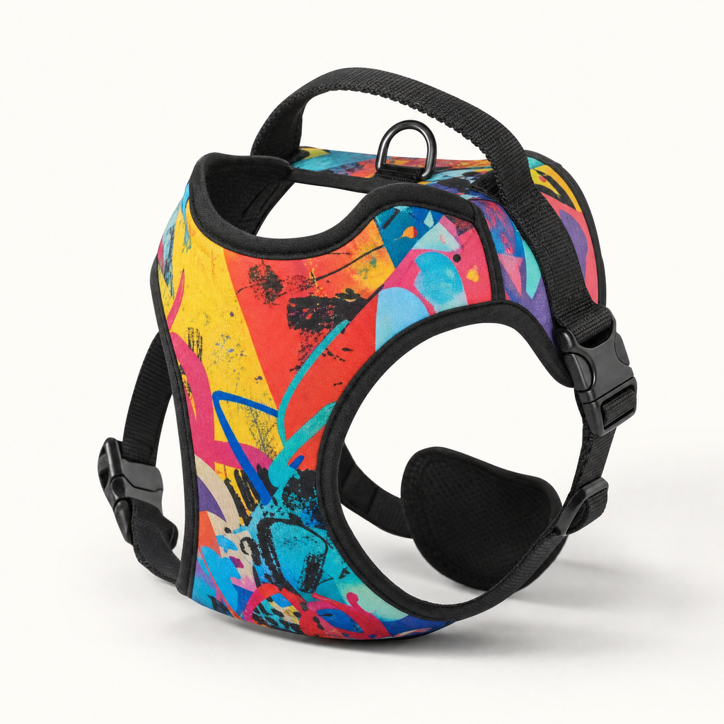 No-Pull Dog Harness with Handle — Graffiti Print