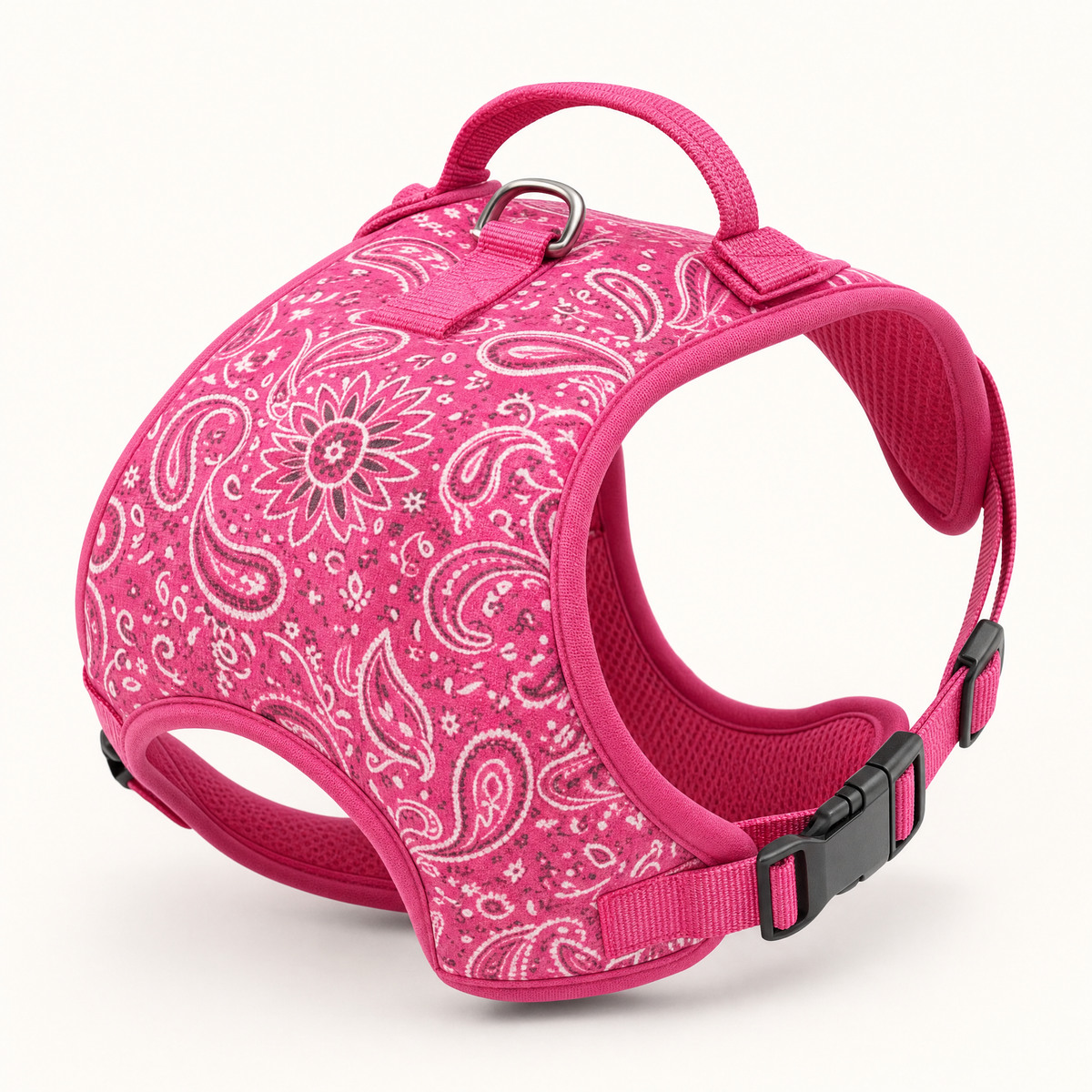 No-Pull Dog Harness with Handle — Pink Bandana