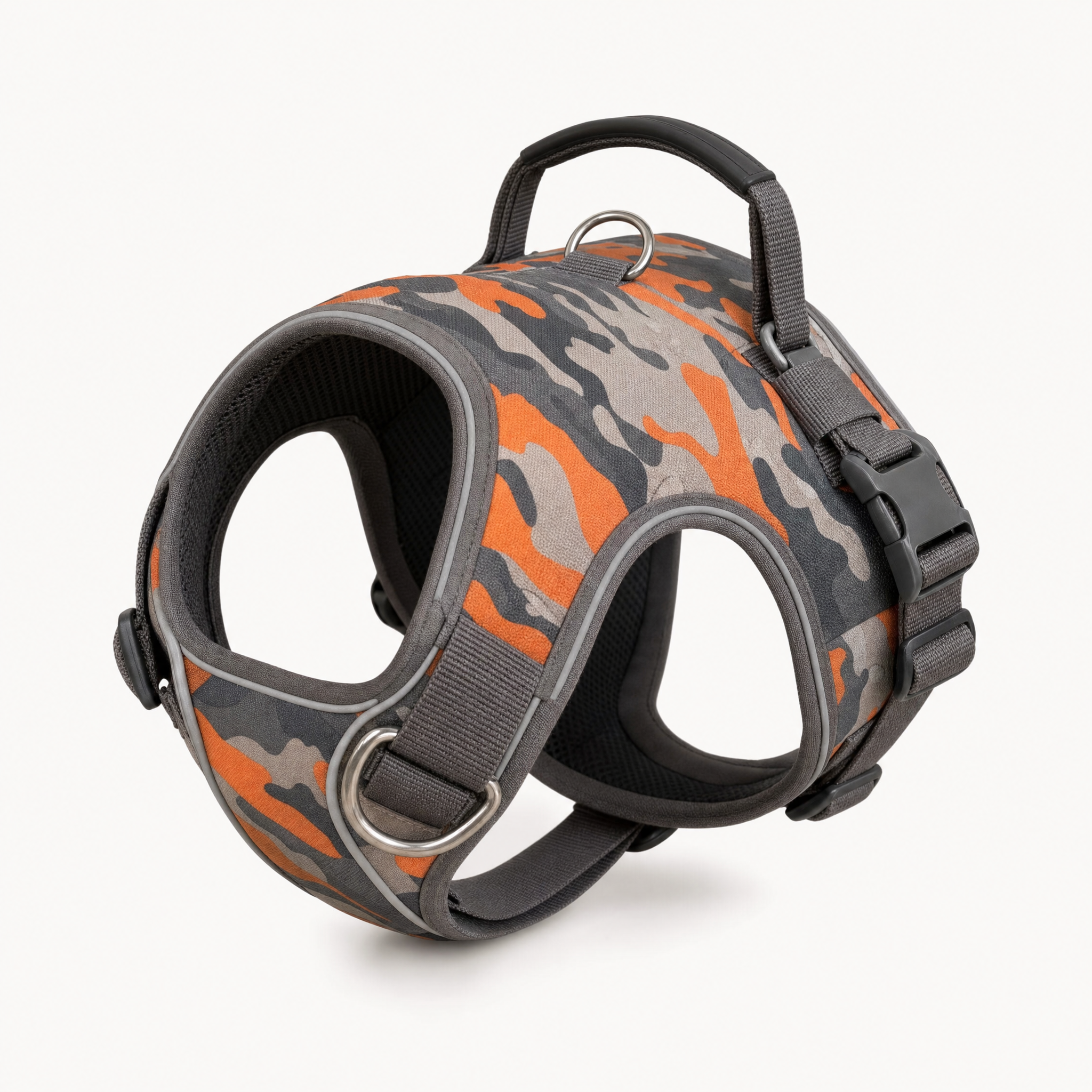 No-Pull Dog Harness with Handle — Orange Camo
