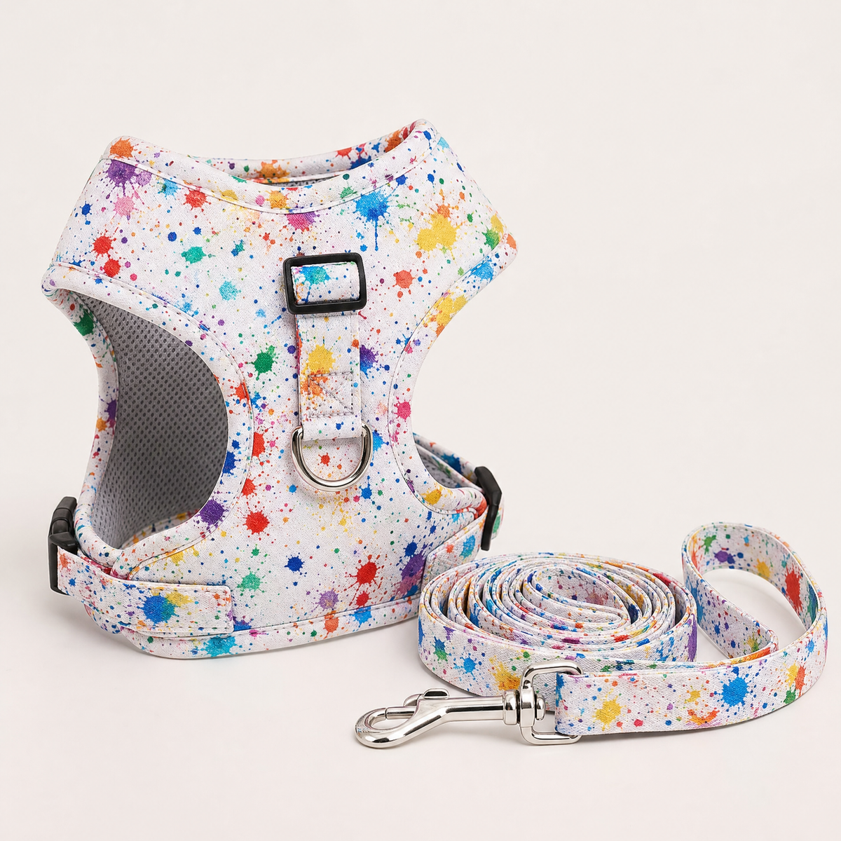 No-Pull Harness and Leash Set — Paint Splatter