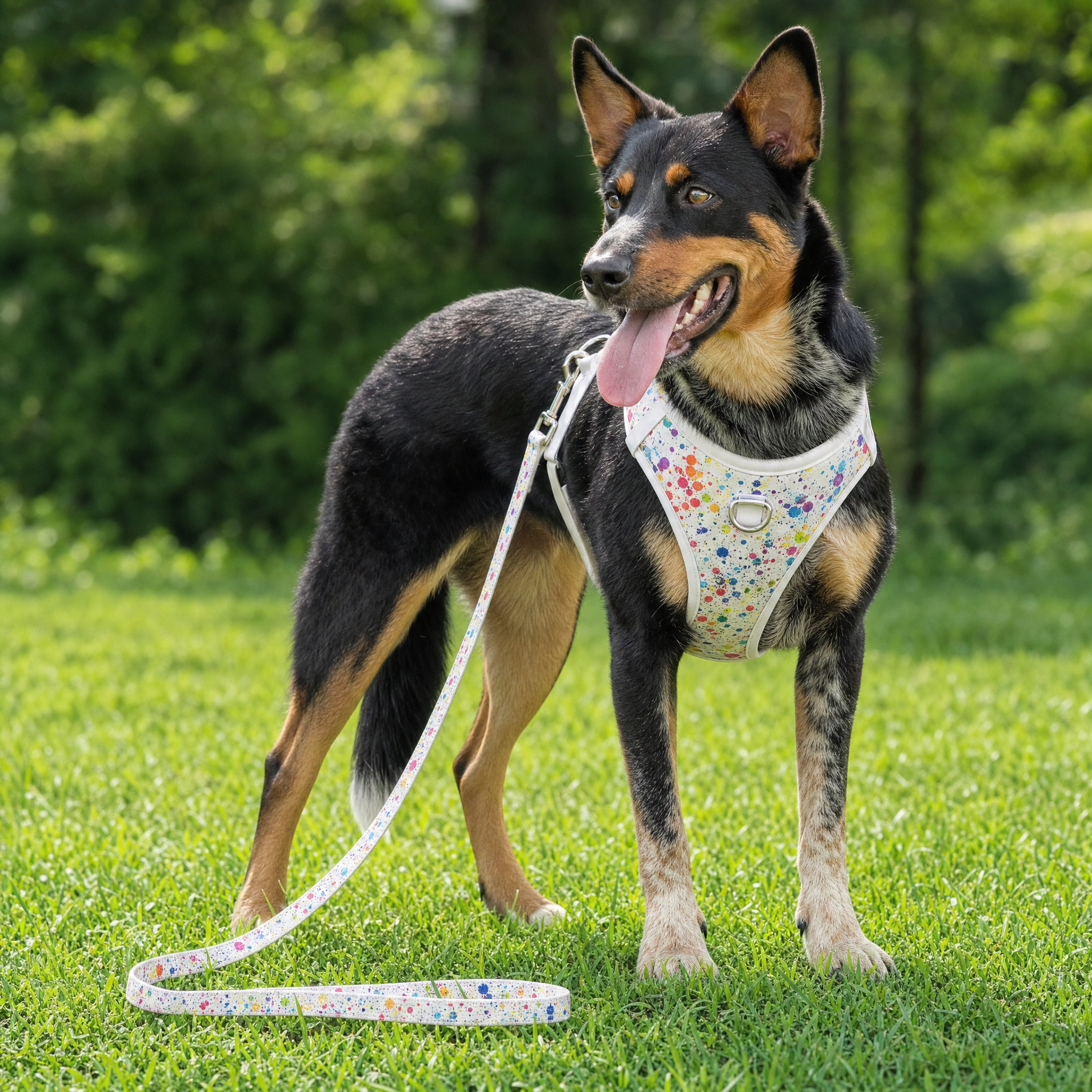 No-Pull Harness and Leash Set — Paint Splatter