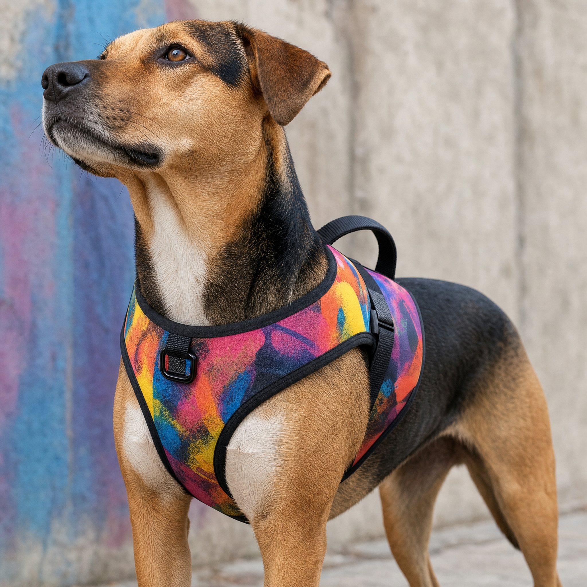No-Pull Dog Harness with Handle — Graffiti Print