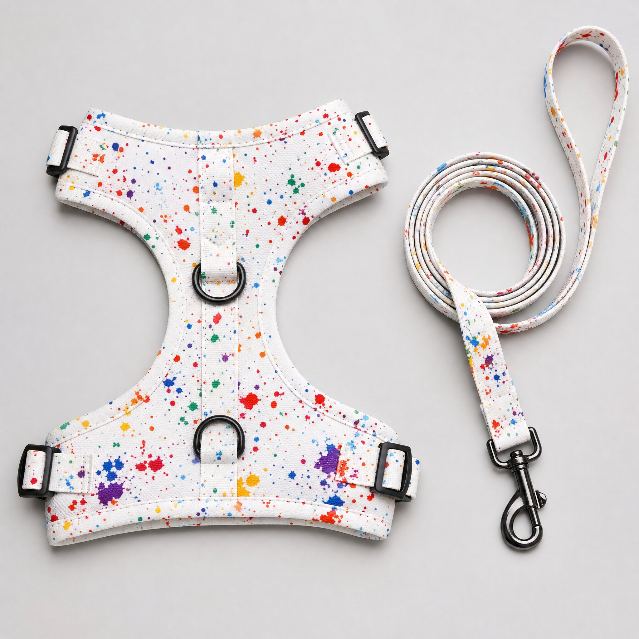 No-Pull Harness and Leash Set — Paint Splatter